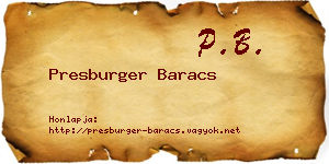 Presburger Baracs névjegykártya